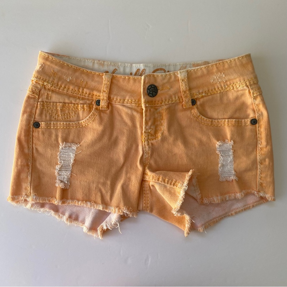 Vanilla Star Shorts Low Rise Cut off Orange‎ Size 1 Distressed